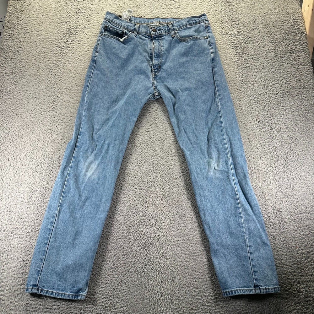 Levi's 505 Jeans Men 36x32 Blue Cotton Denim Straight Outdoor Light Wash Stretch
